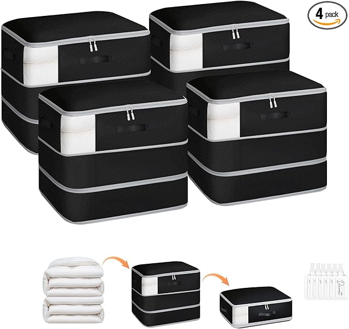 4 Pack Compression Storage Bags - 110L Large Capacity Comforter Storage Bag by Homsorout