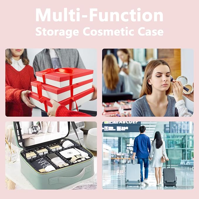 Travel Makeup Bag with LED Lighted Mirror, Travel Makeup Organizer, 3 Color - Image 5