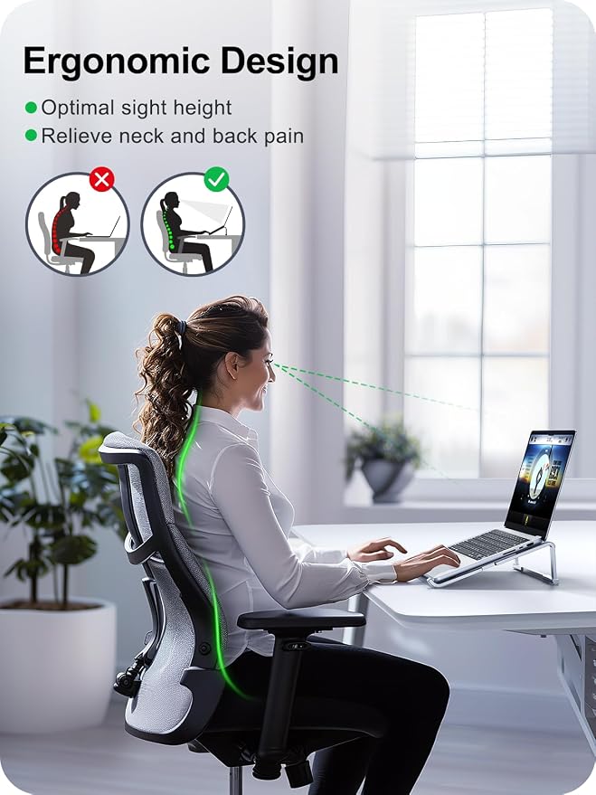 Laptop Stand for Desk, Aluminum Computer Stand for Laptop, Foldable Laptop Riser - Image 2