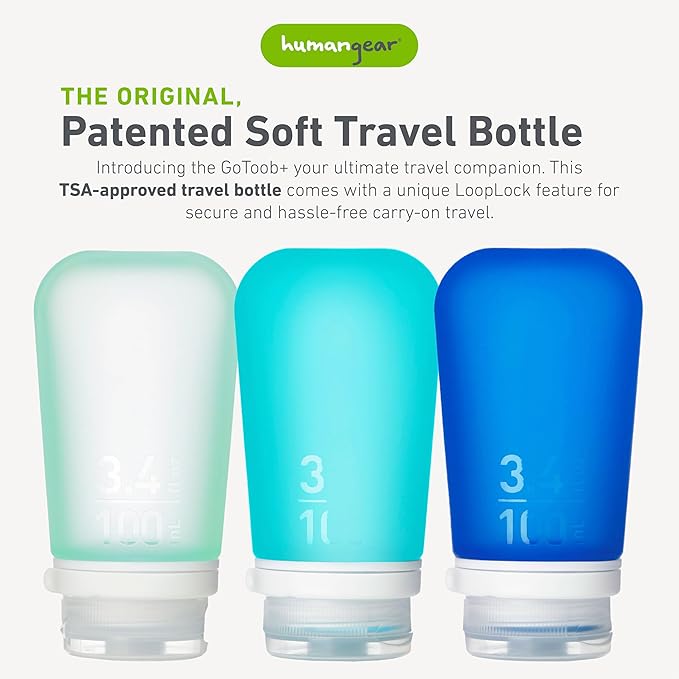 humangear GoToob+ 3-Pack | Refillable Silicone Travel Bottle | Locking Lid | - Image 2