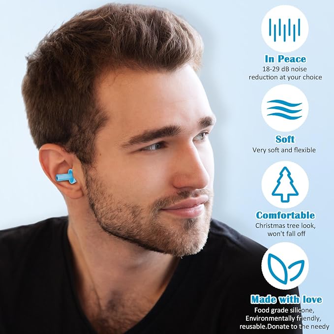 TrelaCo 100 Pairs Ear Plugs Bulk, NRR 29dB Reusable Silicone Ear Plugs - Image 3