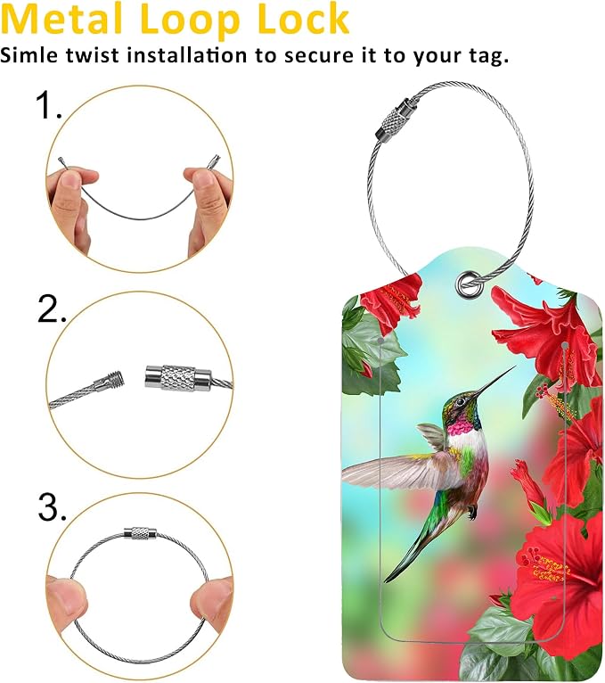 2 Pack Hummingbird with Hibiscus Luggage Tags - Image 3