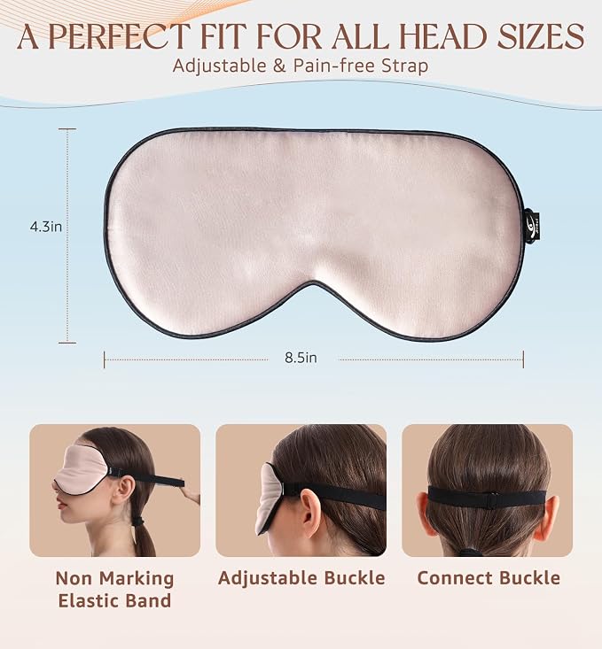 HiRui Silk Sleep Mask, 100% Natural Mulberry Silk of Double-Sided & - Image 5