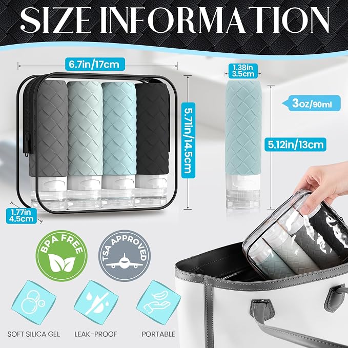 Travel Bottles for Toiletries, TSA Approved Silicone Travel Size Containers for - Image 3