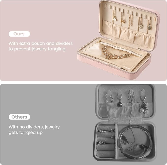 Lolalet Travel Jewelry Case for Women Girls, Travel Jewelry Organizer Box - Image 3