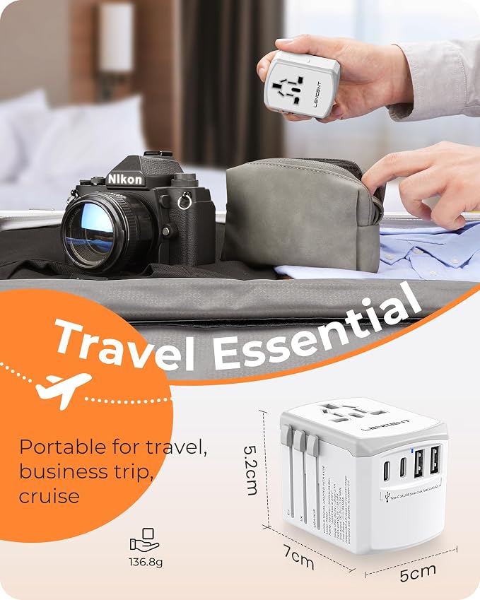 LENCENT Universal Travel Power Adapter, International AC Plug Adaptor - Image 6