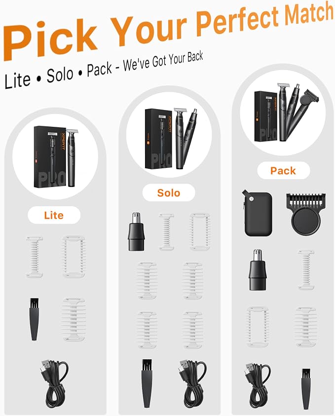 Beard & Nose Hair Trimmer Kit, 12 in 1 Rotating Comb, Travel Body Hair Electric - Image 7