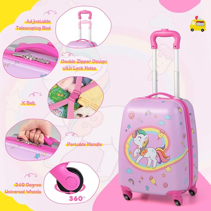 HONEY JOY Kids Luggage, Lightweight Toddler Girls Suitcase, Durable ABS - Image 7