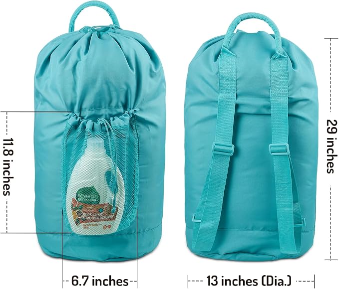 Backpack Laundry Bag with Straps and Detergent Holder, Clothes Laundry Backpack - Image 2