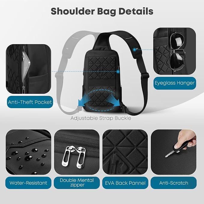 Crossbody Sling Bag for Men, Waterproof Sling Crossbody Backpack - Image 4
