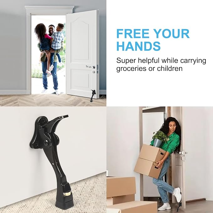 2 Packs Heavy Duty Kickdown Door Stopper, One Touch Adjustable Kickdown Door - Image 3