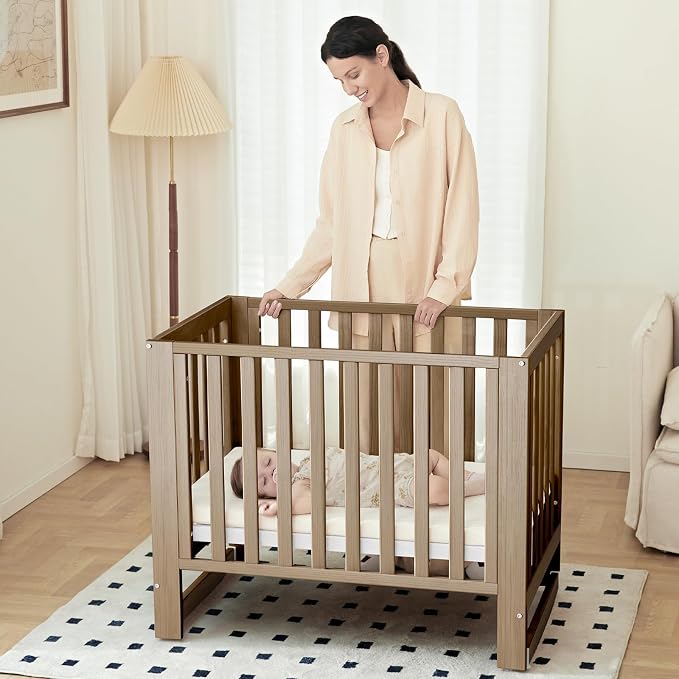 EvoNest Baby Crib, 6 in 1 Convertible Mini Crib - Image 3