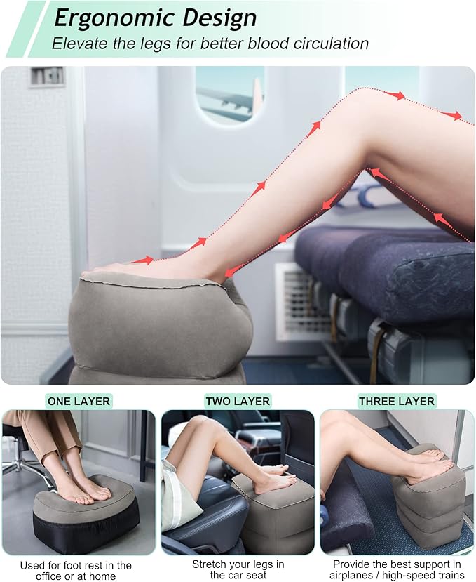 JefDiee Inflatable Travel Foot Rest Pillow, Kids Airplane Bed, Adjustable 3 - Image 4
