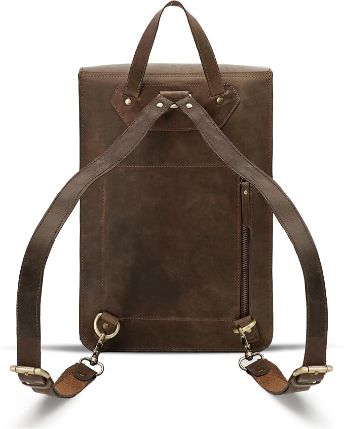 Genuine Leather Backpack for Men and Women, Minimalistic Leather Backpack - Image 8