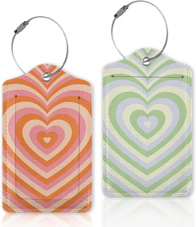 Retro Heart 70s 80s Luggage Tags Bag Tag by Oeaskly