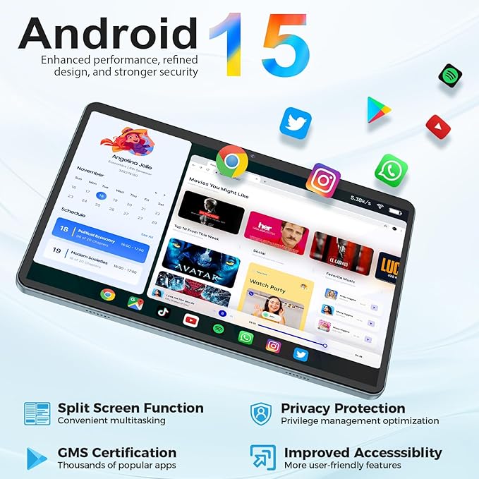 Android Tablet with Keyboard, Android 15 Tablet 10 inch with 24GB+128GB - Image 3