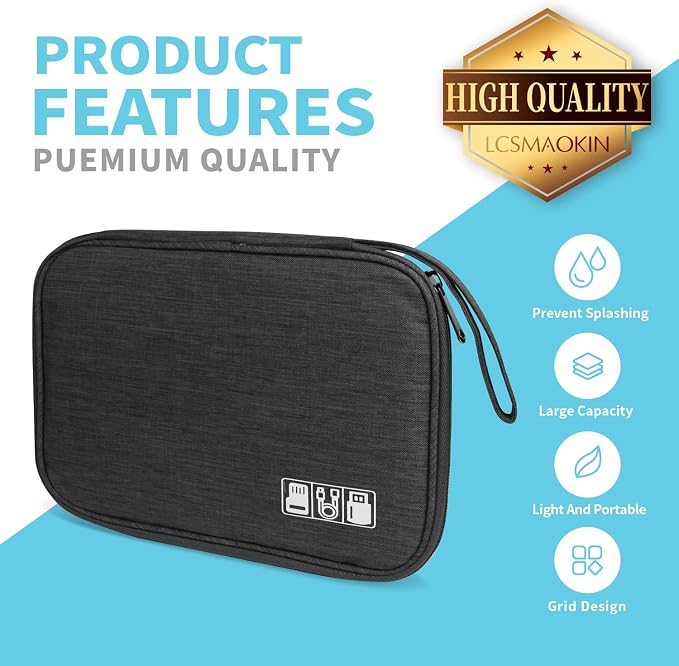 Electronics Organizer Travel Case, Electronic Accessories Storage Bag, Portable - Image 3