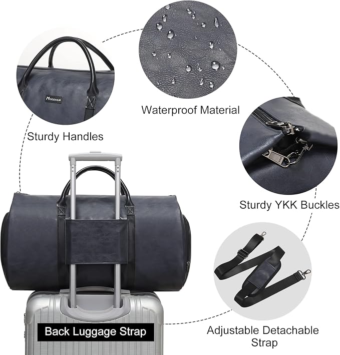 Modoker Convertible Leather Garment Bag, Carry on Garment Bags - Image 3