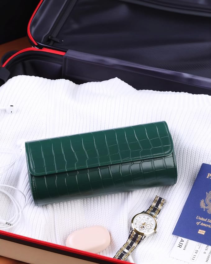 MR.OKAY 3 Watch Travel Case-Classic Leather Watch Case - Image 9