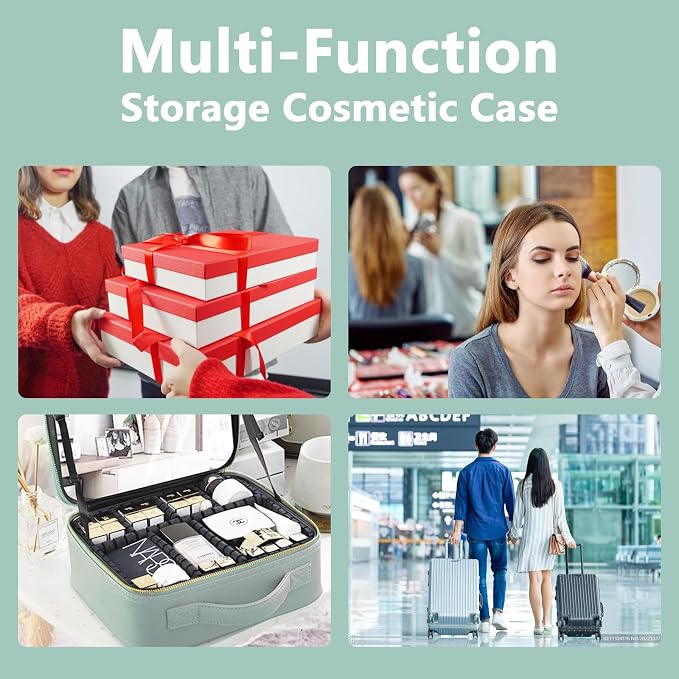 Travel Makeup Bag with LED Lighted Mirror, Travel Makeup Organizer, 3 Color - Image 5