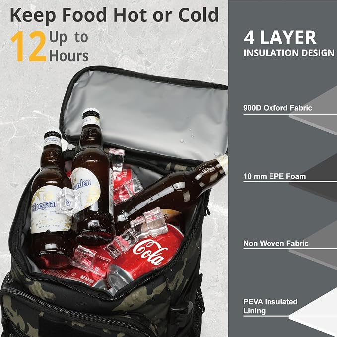 Tactical Backpack Cooler, 25L Cooler Backpack Insulated Leak-Proof, Heavy Duty - Image 4