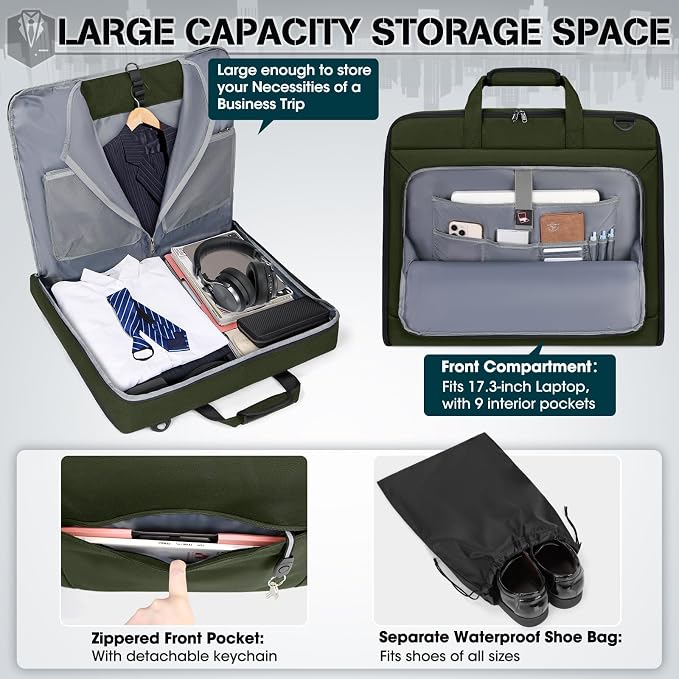 RAINSMORE Garment Bags for Travel Carry On Garment Bag for Hanging Clothes - Image 3