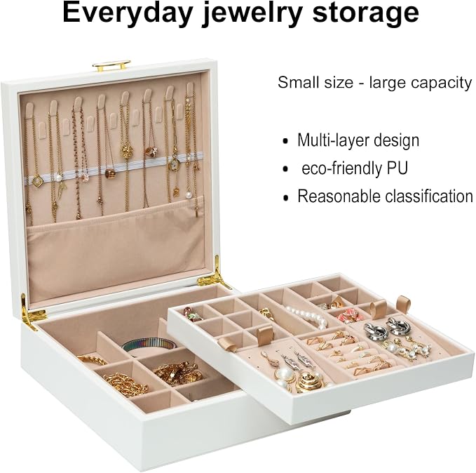 Jewelry Box Organizer for Women, Built in Necklace Hook and Detachable Jewelry - Image 2
