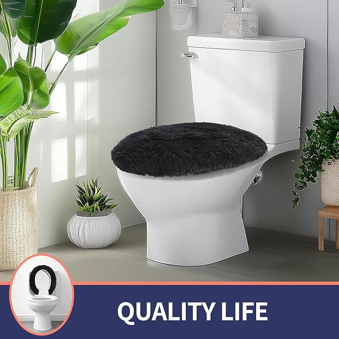 Microfiber Elongated Toilet Seat Cover 19.5"x 15" Machine Washable Solid Toilet - Image 7