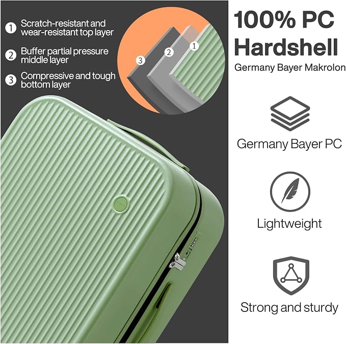 mixi 24 Inch Checked Luggage PC Hardshell Suitcases - Image 5