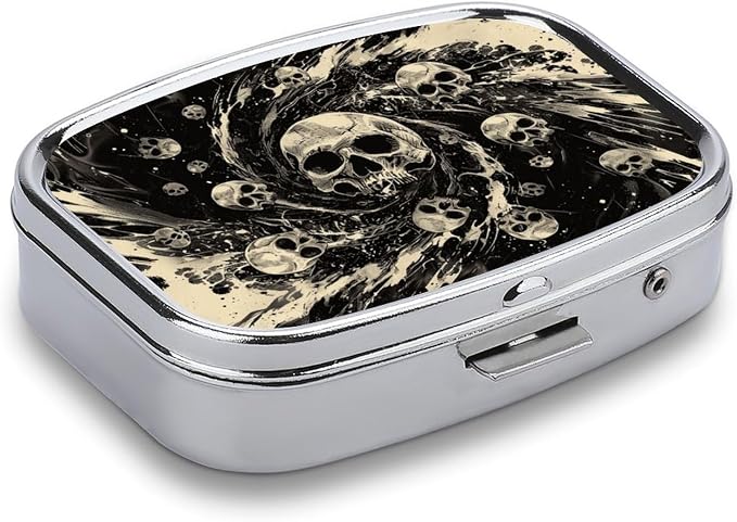 Metal 2 Compartment Pill Organizer Travel Friendly Portable Compact Pill Box - Image 2