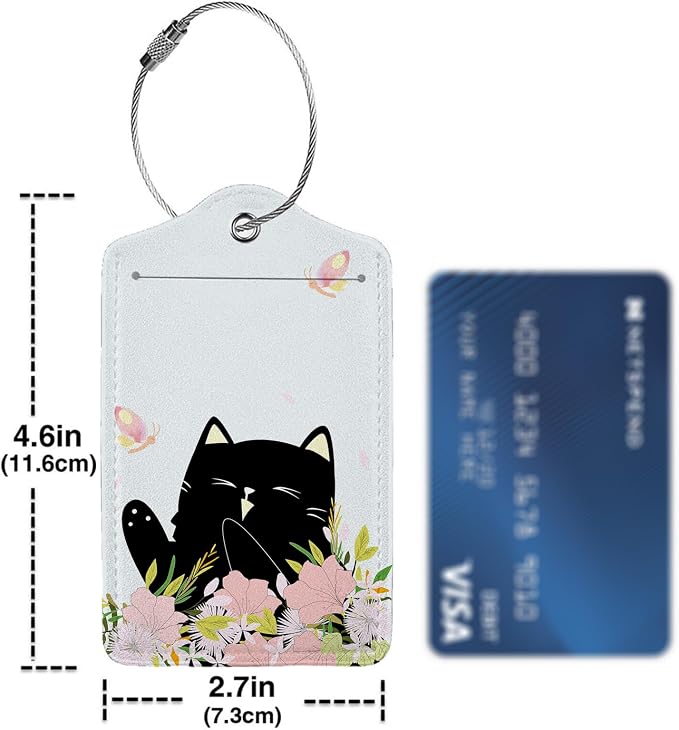 Smiling Black Cat Among Flowers 2 Pack Luggage Tag - Image 4