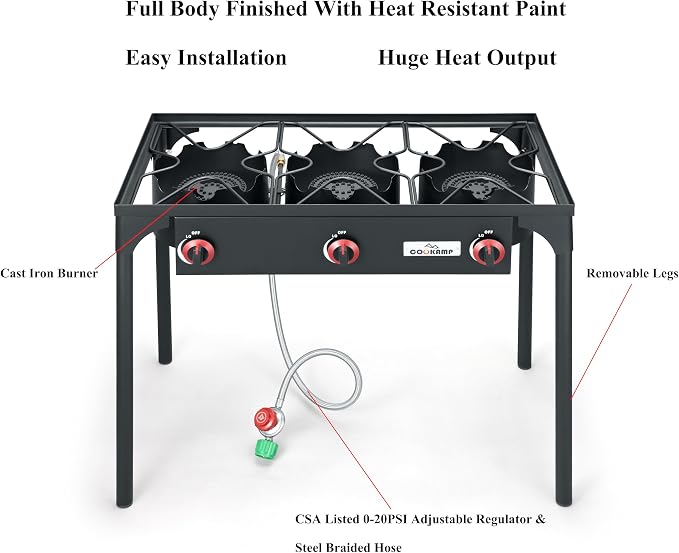 High Pressure Triple Propane Burner Outdoor Propane Camping Stove - Image 3