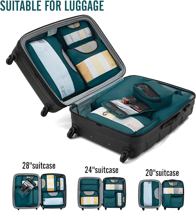 Veken 8 Set Packing Cubes for Travel Essentials, Suitcase Organizer Bags in 4 - Image 6