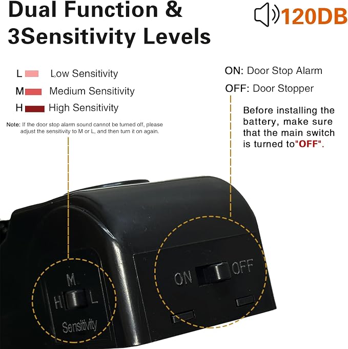 2 Pack Portable Door Stop Alarm, Door Stopper - Image 5