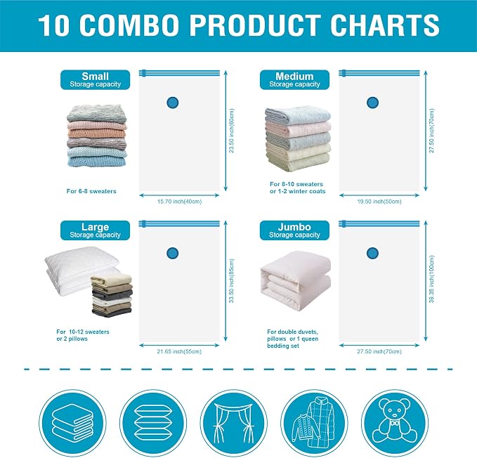 10 Pack Vacuum Storage Bags, Space Saver Bags Compression Storage Bags - Image 5