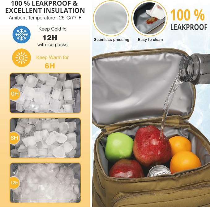 Tactical Backpack Cooler, Soft Lightweight Leakproof Cooler Backpack, Insulated - Image 5