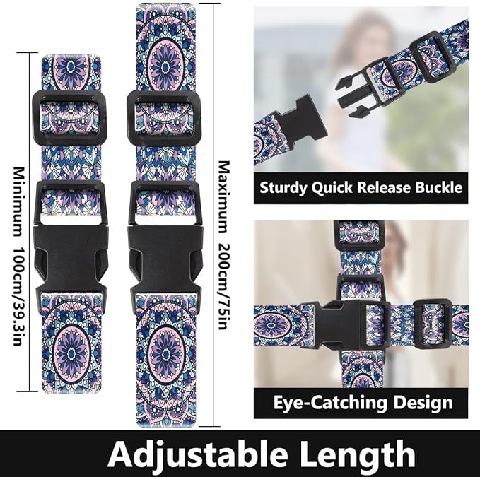 2 Pack Luggage Straps for Suitcases Adjustable Luggage Belt TSA Approved - Image 2