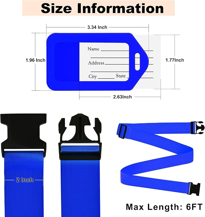 8 Pack Luggage Straps and Tags Set, Luggage Straps - Image 2