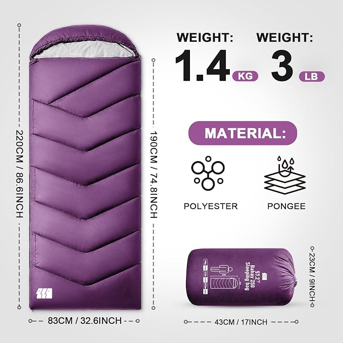 Sleeping Bags for Adults Cold Weather, Waterproof, Lightweight Camping Sleeping - Image 2