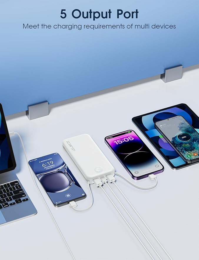 Portable Charger with Built in Cable and AC Wall Plug, USB C Power Bank - Image 8