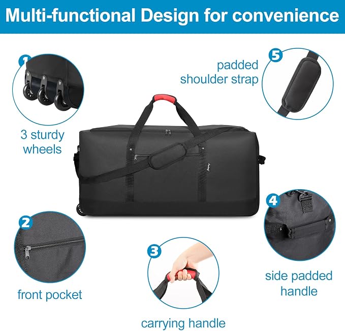 Finnhomy 120L Foldable Rolling Duffel Bag - Image 4