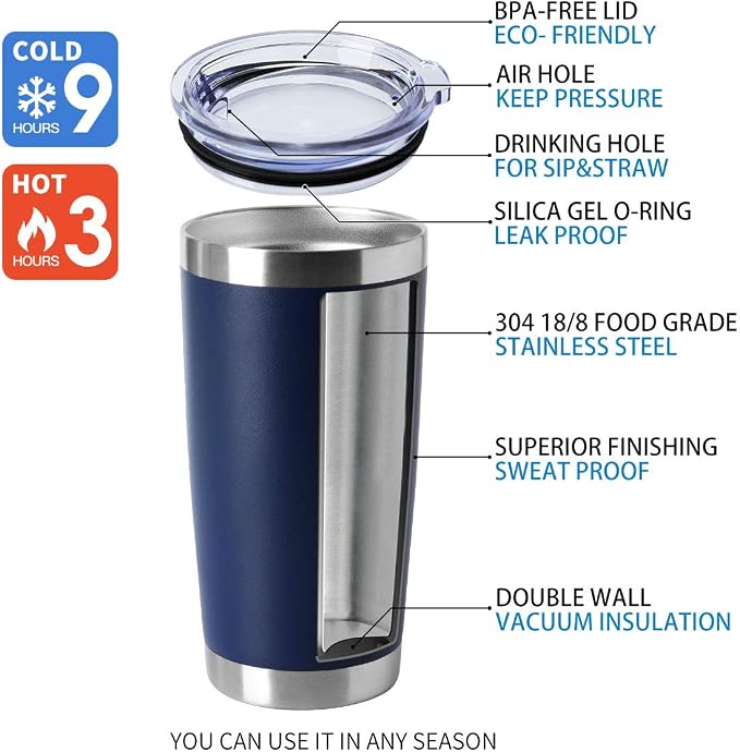 HASLE OUTFITTERS 20oz Stainless Steel Tumblers Bulk, Insulated Travel Cup - Image 4