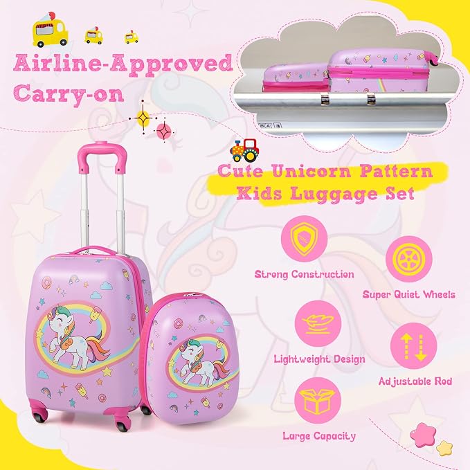 HONEY JOY Kids Luggage, Lightweight Toddler Girls Suitcase, Durable ABS - Image 4