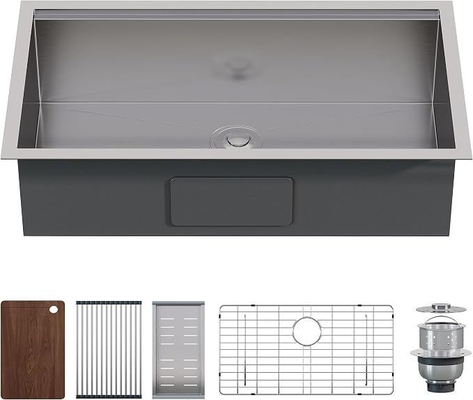 31.5-Inch Undermount Kitchen Sink Workstation, 16 Gauge 304 Stainless Steel by Jocisland