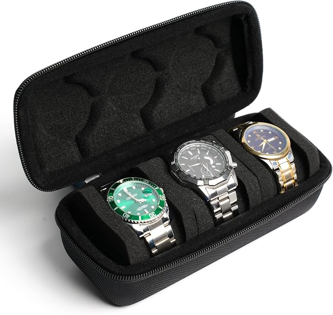 3 watch travel case roll, Hard watch carry case roll display storage organizer - Image 5