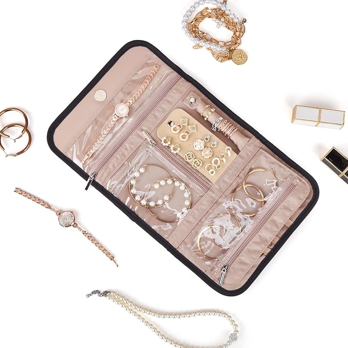 BELALIFE Travel Jewelry Case Organizer, Medium Foldable Storage Roll - Image 2