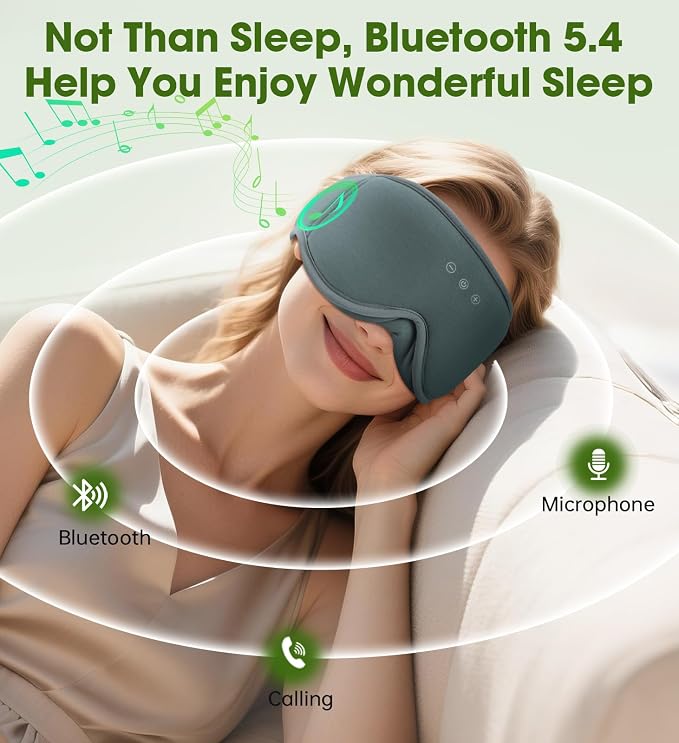 Bamboo Cotton Sleep Mask with Bluetooth Wireless Headphones - Image 6