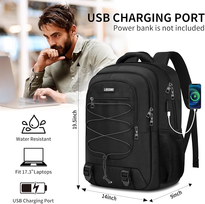 Black Backpack for Men Women, Backpack for School, School Backpacks for Boys - Image 4