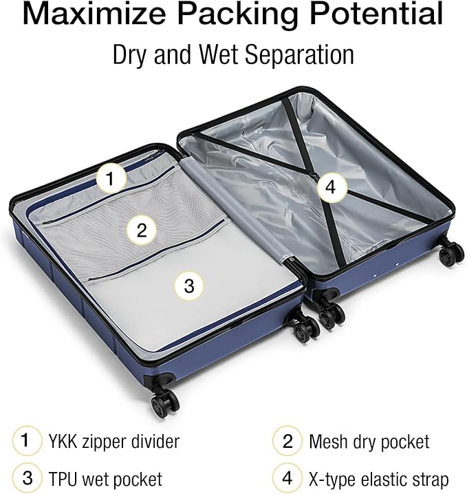 KYME Suitcases with Wheels Hardshell 30 Inch Luggage TSA Approved Large Checked - Image 3