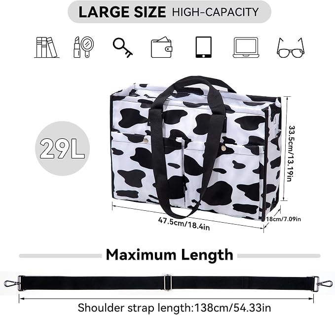 Closeable Tote Bag with 12 Pockets, Thick Bottom Support & Adjustable Strap - Image 2
